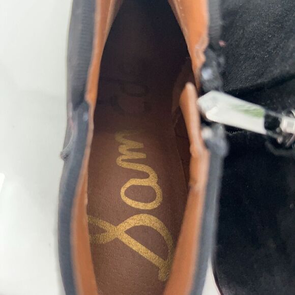 Sam Edelman Petty Size 6.5 Black Suede Leather Ankle Boots Side Zip Booties - Picture 14 of 16